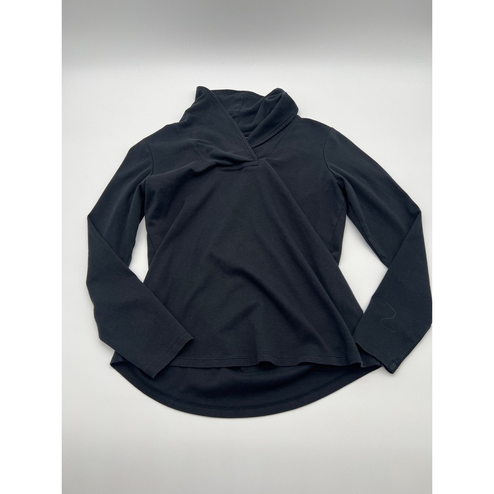 LL Bean Womens‎ Black 100% Cotton Casual Pullover Long Sleeve Minimalist Top M